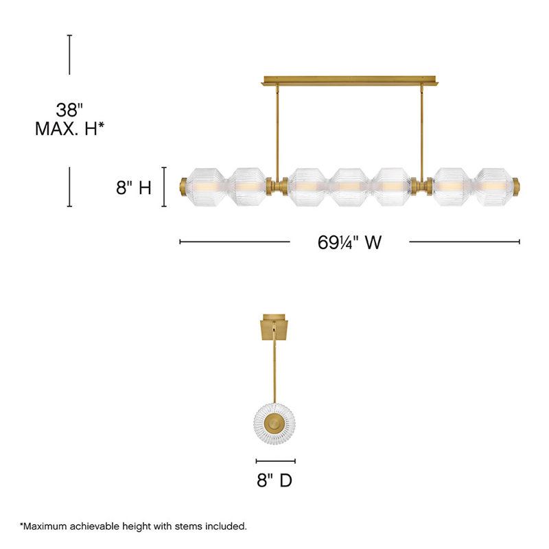 Reign 1 - Light LED Chandelier, Gold