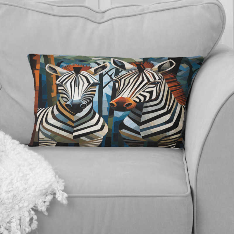 Coussin décoratif à imprimé zébré noir et blanc