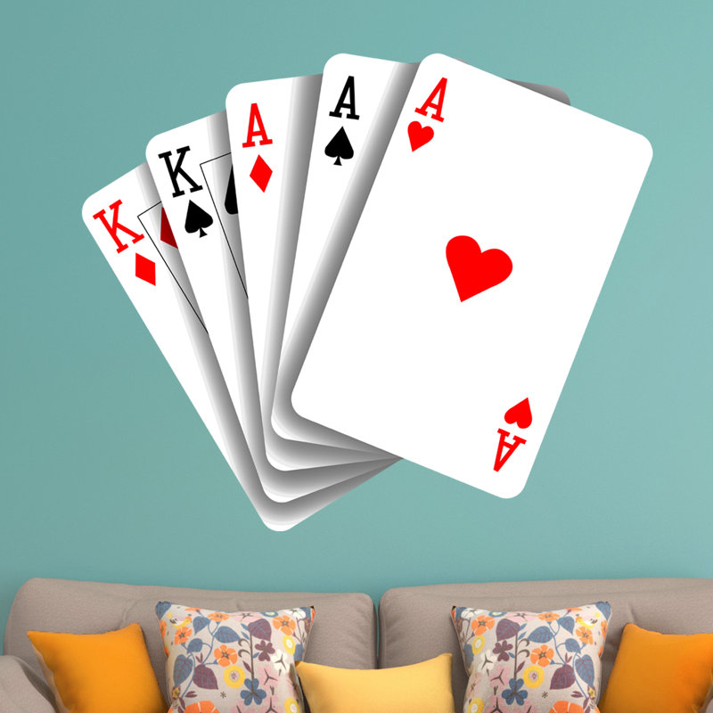 Décalcomanie murale jeu de poker pour jeux de poker, H 19 po x l 24 po