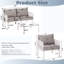 4PC Outdoor Sofa Set with Glass Coffee Table, Patio Conversation Set with Loveseat and Chairs-1424400069-1424400070