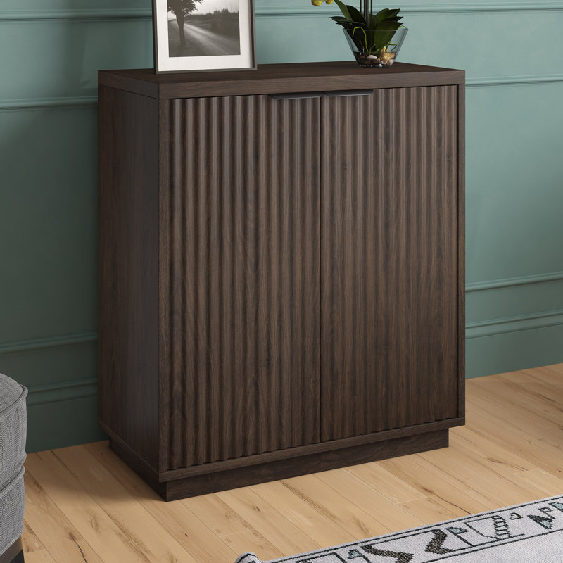 Alasha 28" Wide Rectangular Fluted Accent Cabinet, Alder Brown