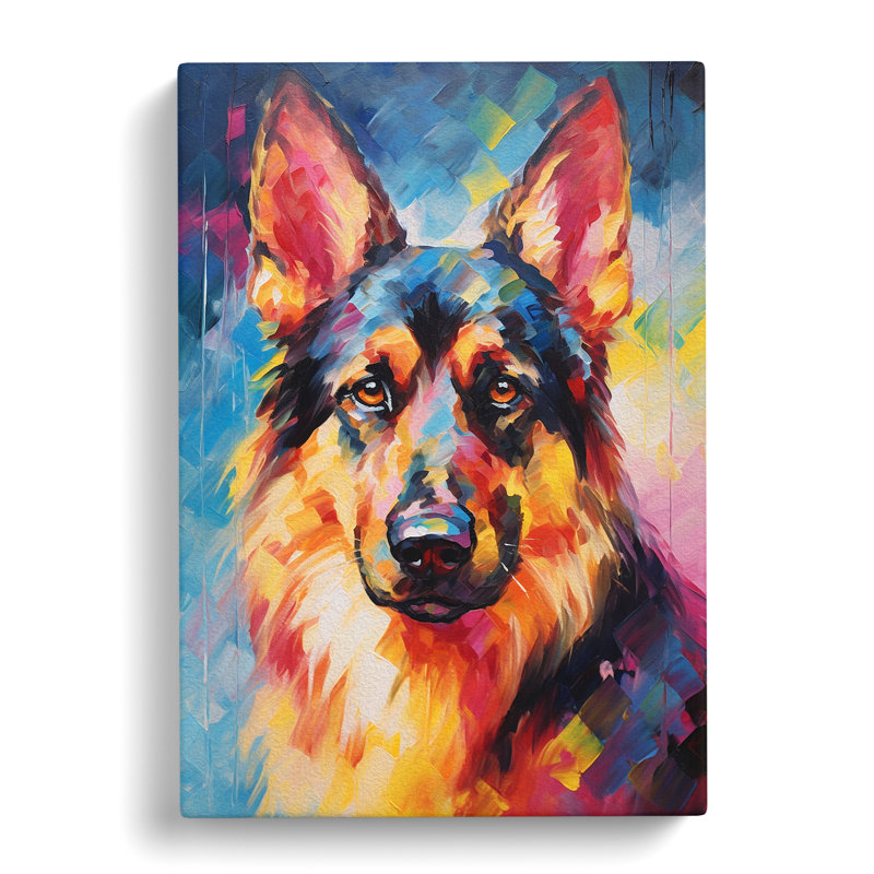 German Shepherd Impressionism No.2 - Wrapped Canvas, 50cm H x 35cm W x 3cm D
