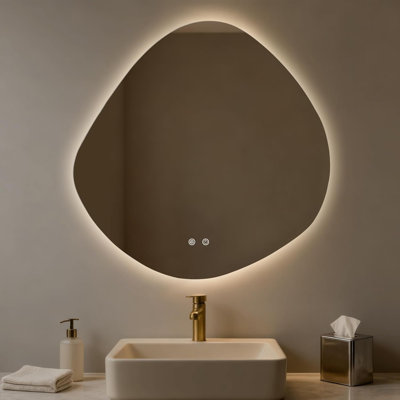 Miroir de salle de bain DEL 30 po x 30 po - Miroir de courtoisie éclairé avec traitement antibuée, éclairage à intensité variable en 3 couleurs, montage horizontal ou vertical