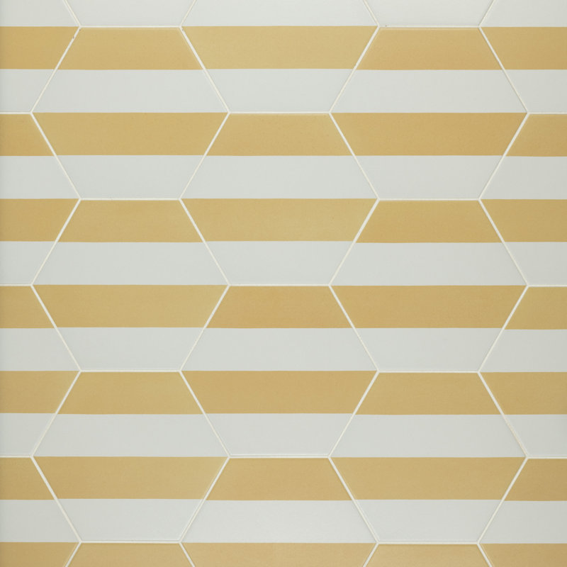 Carreau en porcelaine à motif hexagonal 9 po x 10 po Porto Capri, Beige / Blanc