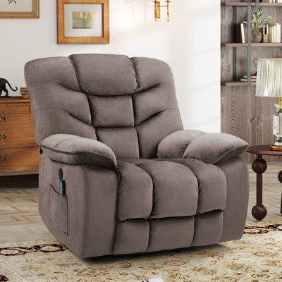 Fauteuil inclinable électrique lève-personne de 43,3 po Naimah avec chauffage, massage et ports USB / Type-C - Revêtement en microfibre