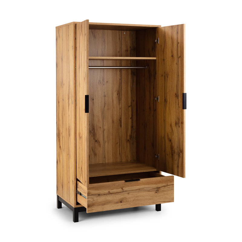 Yonkers 2 Door Manufactured Wood Wardrobe, Oak