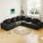 108" Chenille Frameless Boneless L-Shaped 3-Piece Cloudy Upholstered Corner Sectional with 6 Throw Pillows,No Assembly Required-180946721