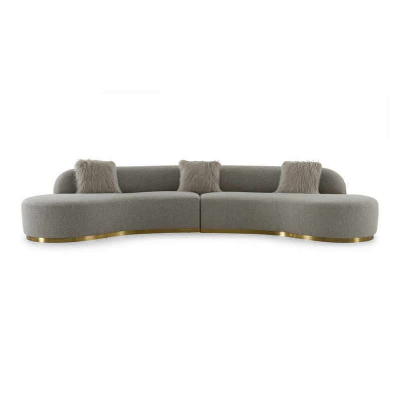Hughes Symmetrical Sectional Sofa, Gray Polyester