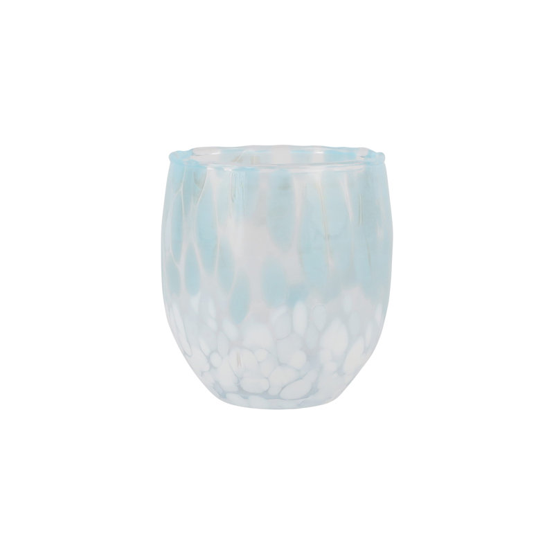 Nuvola Handmade Glass Whiskey Glass, Light Blue/White