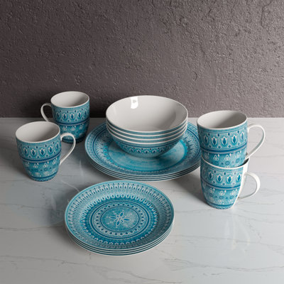 Shyleen Piece Porcelain China Dinnerware Set - Service for 4