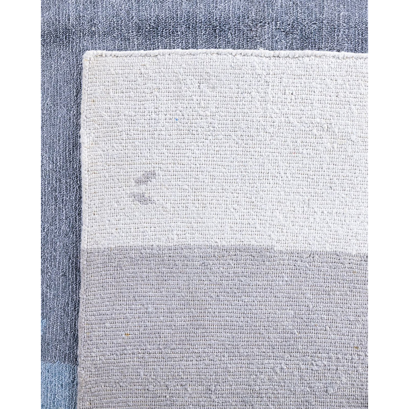 Tapis moderne fait à la main de conception unique - gris, 8 pi 0 po x 10 pi 0 po