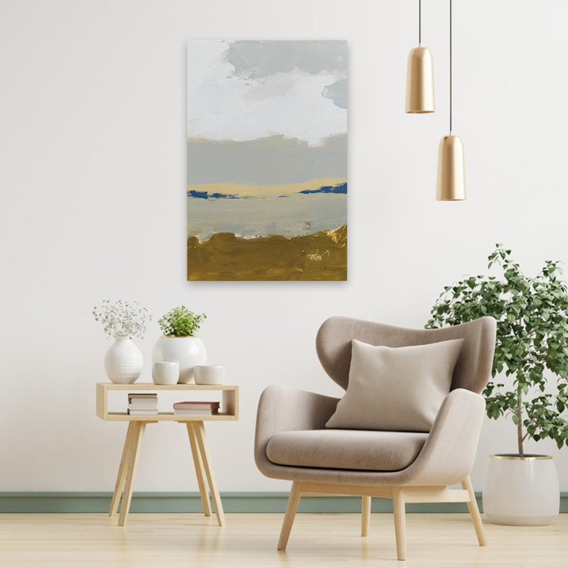 Sands III - Abstract Blue Brown Clouds, 36" H x 24" W