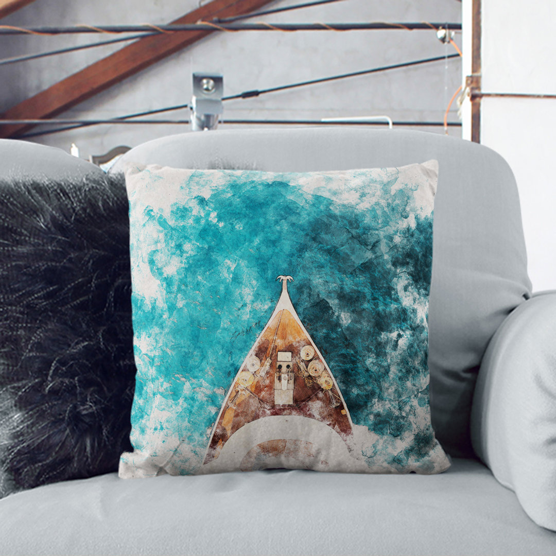 Boat Deck in the Maldives Watercolour Scatter Cushion