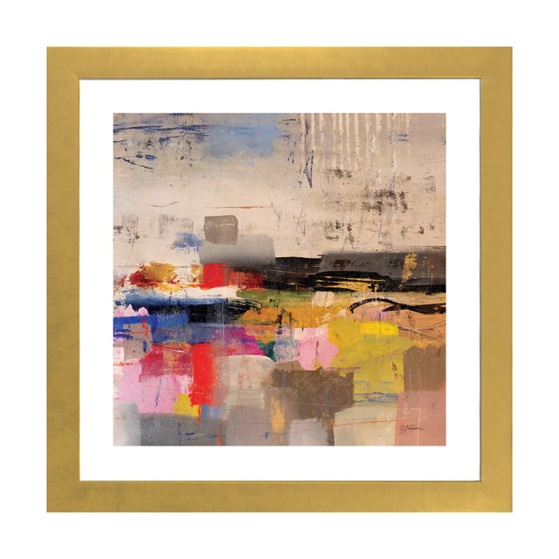 " Float " by Julian Spencer, Gold Framed Paper, White, 16" H x 16" W x 1" D