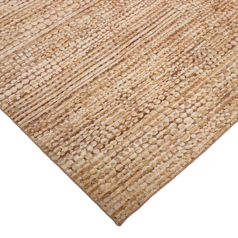 Rust Texture Silk Wool Blend Rug - 9'1"" x 12'1""