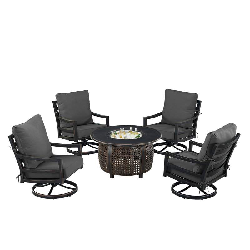 Ferryn 4 - Person Patio Conversation Set with Cushions, Black