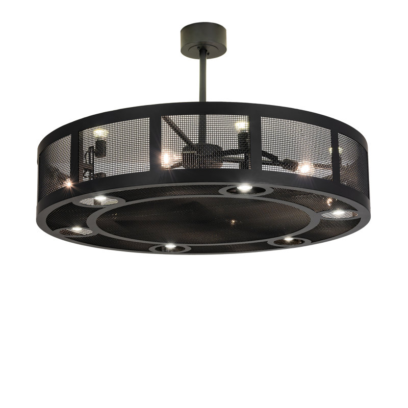 48" Wide Paloma Golpe Chandel-Air, Satin Black Wrought Iron, 10" H x 56" W x 56" D