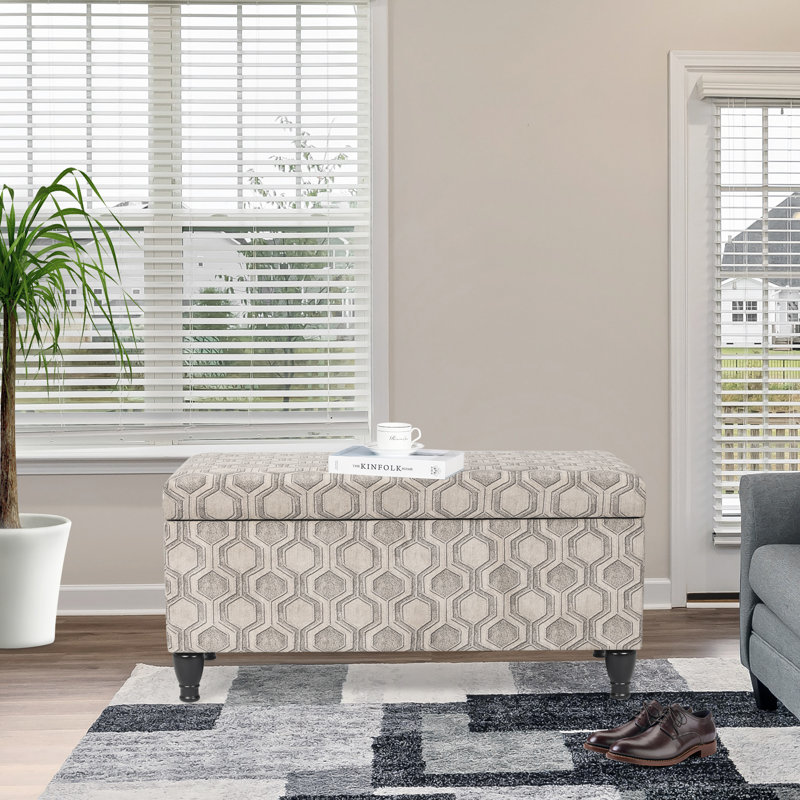 Repose-pieds avec rangement Arjean, Beige clair