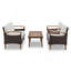 Mobilier de jardin 4 pièces, ensemble de sièges de patio, canapé d'extérieur en rotin PE, table et pieds en bois GO, brun et beige