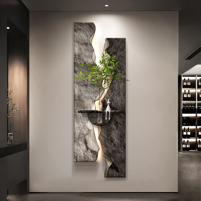 Art mural rectangulaire gris clair en bois manufacturé gris foncé, H 39,37 po x l 13,78 po
