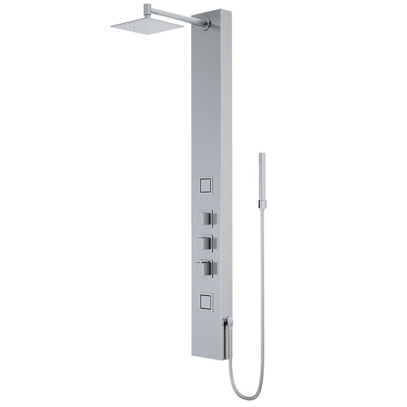 Rector 55" H X 6" W EZDivert™ 2-Jet Shower System with Hand Shower Wand and Adjustable Shower Head, Stainless Steel