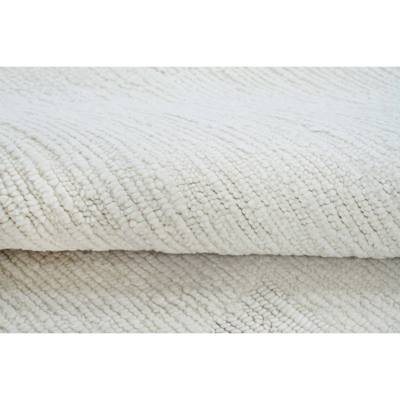 Wool Area Rug in White, Rectangle 10' x 14'