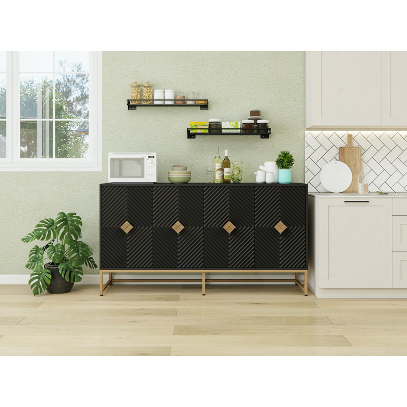 Buffet avec rangement, Noir, noir, noir, noir