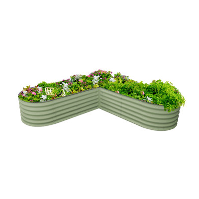 17" Tall L-Shaped Metal Outdoor Raised Garden Bed