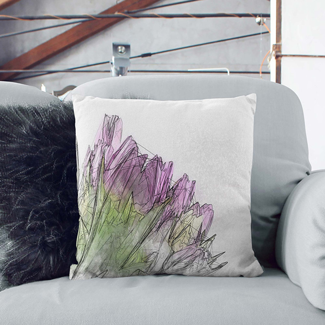 Tulips in Abstract Cushion with Filling