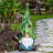 Exhart Gnome with Solar String Hat with Ladybugs and Trowel Garden Statuary, 7 by 14 Inches