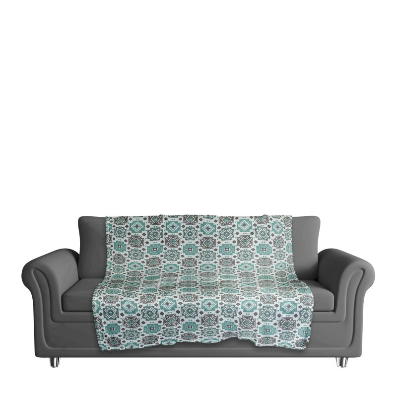 Hand Woven Throw Blanket, Teal/Black