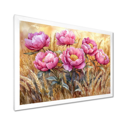 Draeson, campagne, pivoines dans le champ d'ambre II - pivoines, art mural