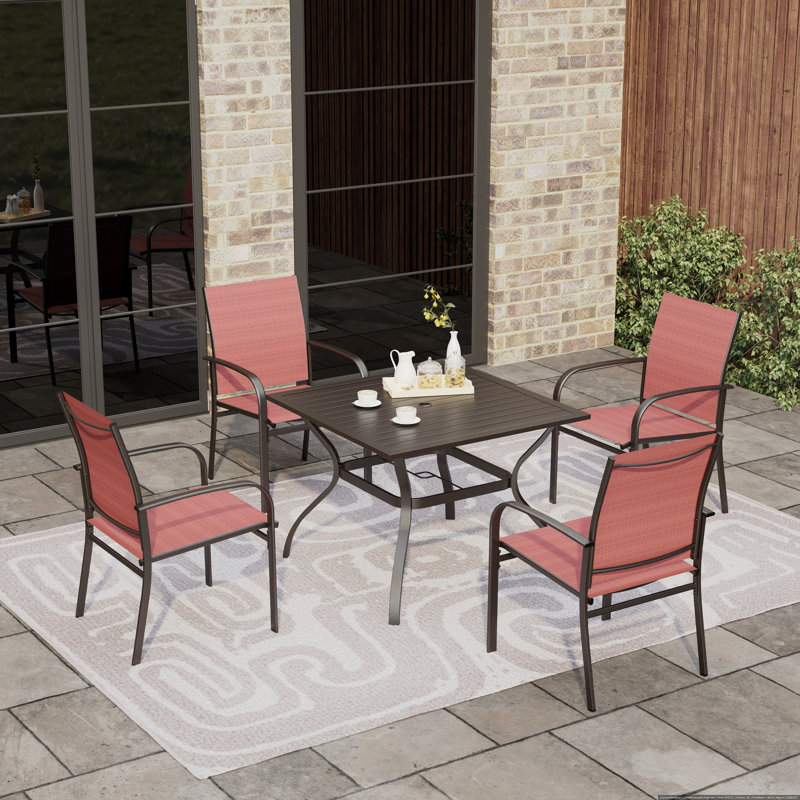 Argyri Square 4 - Person 37" Long Dining Set, Red