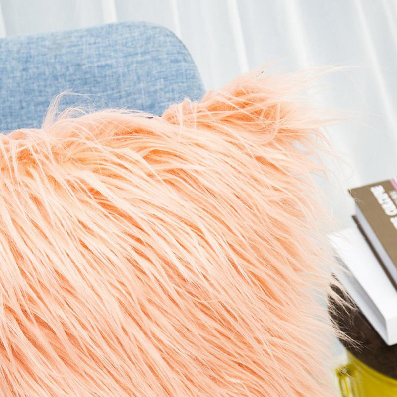 Housse de coussin carrée en fausse fourrure, Orange