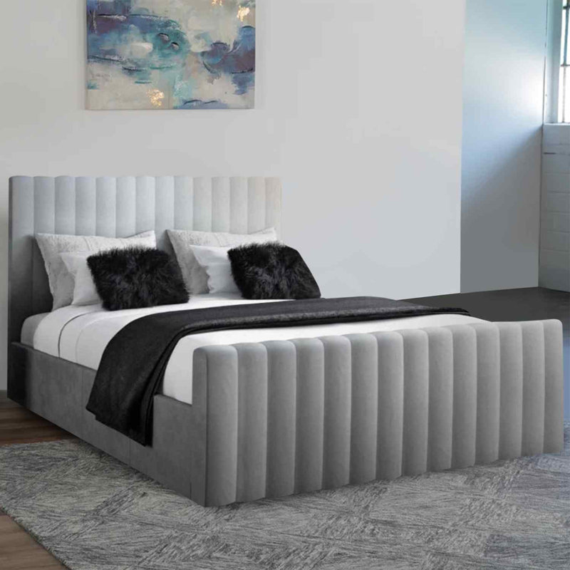 Upholstered Bed, Double (4'6), Silver