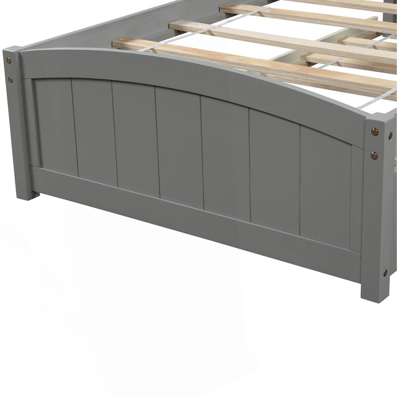 Lit plateforme simple avec lit gigogne, Gris