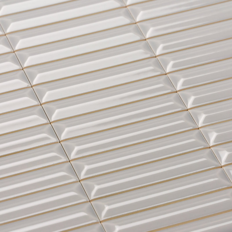 Hashi 4" x 12" Kit Kat Fluted Glossy Wall Tile, Gray