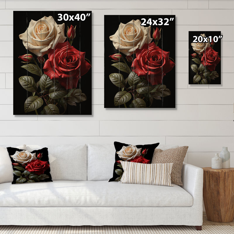 Amour éternel blanc et rose sur bois, H 20 po x l 10 po x P 0,78 po
