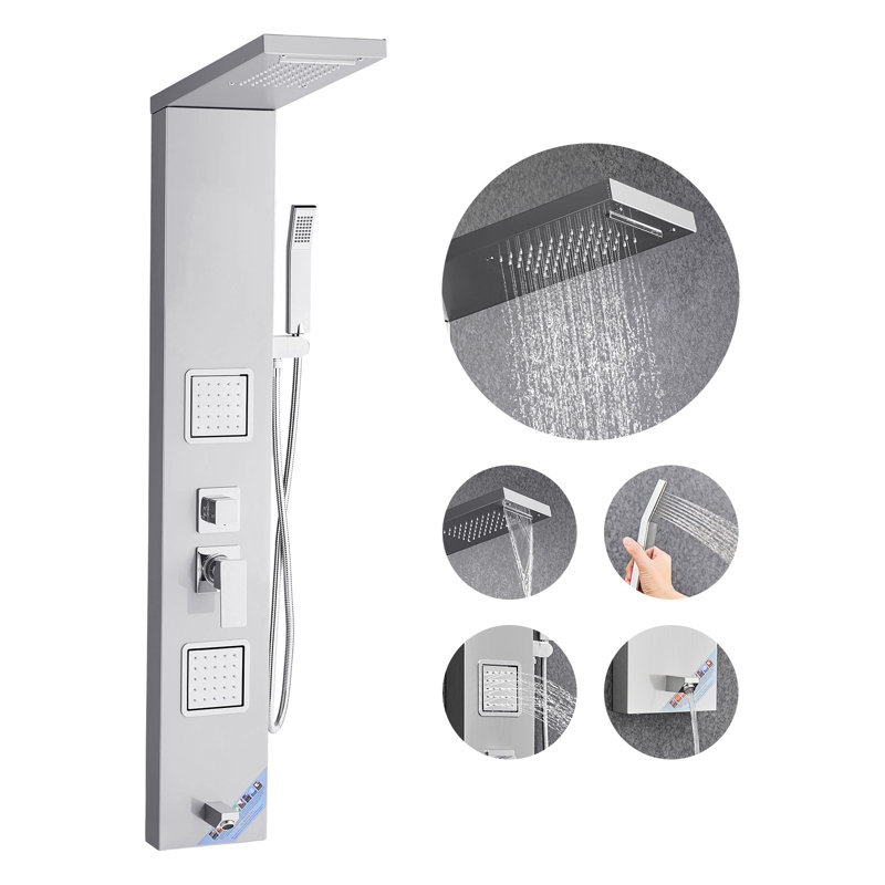 Système de tour de douche avec colonne de douche en acier inoxydable et jet de massage