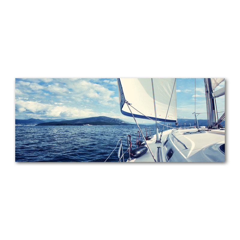 Yacht On The Background Of The Sea - Wrapped Canvas Print