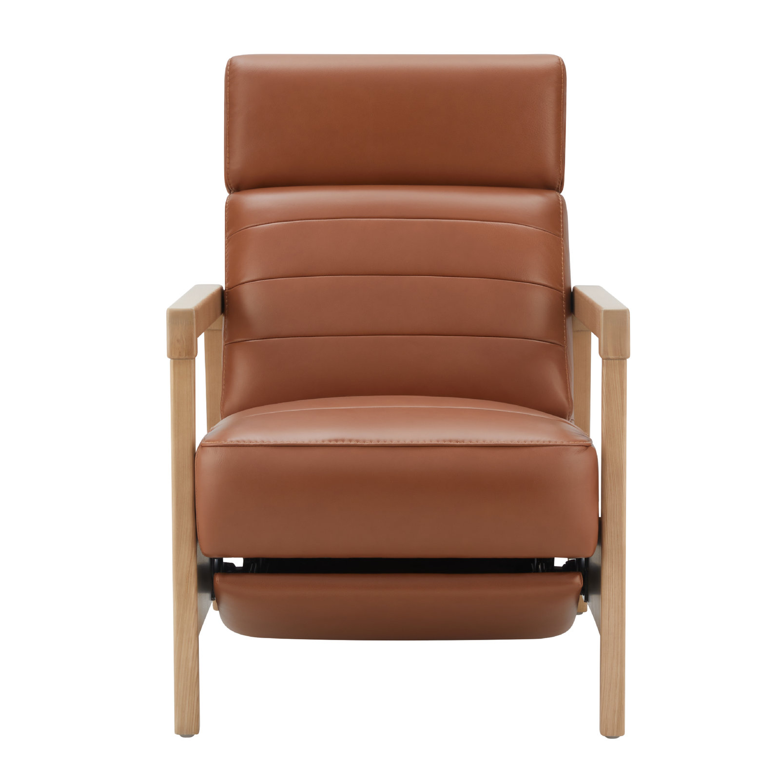 Savina 28" Genuine Leather Power Recliner, Brown Genuine Leather, Beige