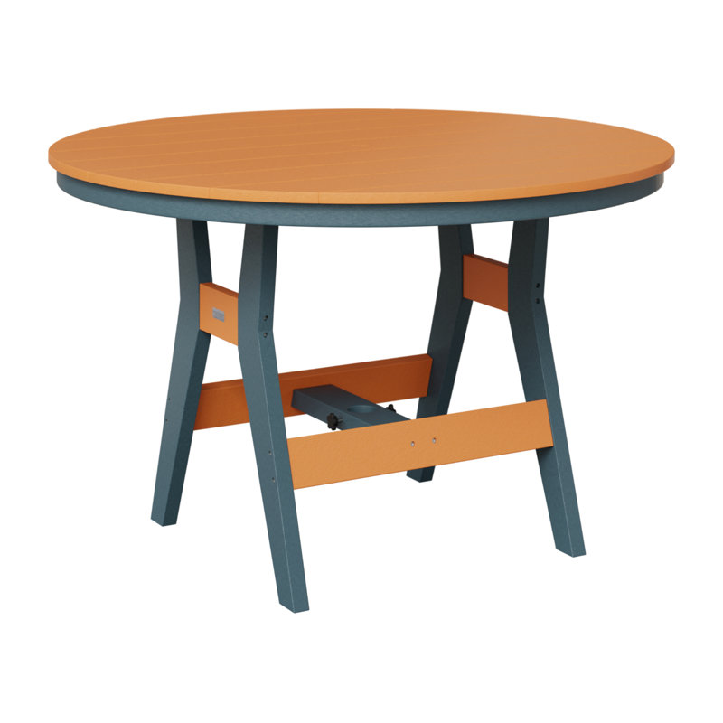 Harbor Outdoor Round Bar Table, Slate, Mango Orange