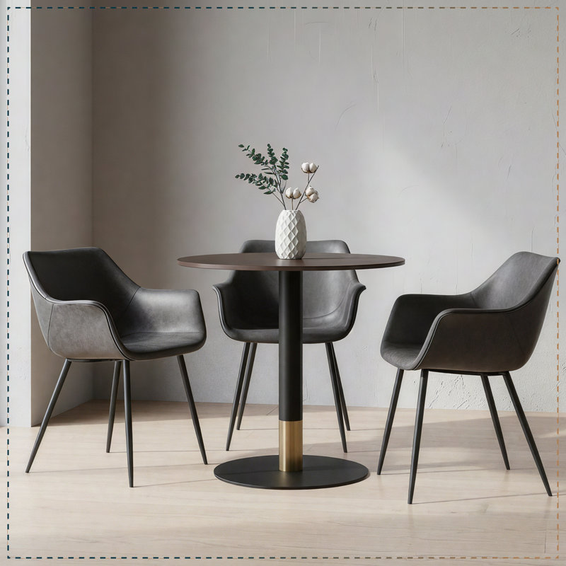 Haglund Leather Dining Chair with Powder-Coated Iron Legs Accent Side Chair Foam Padded Seat Versatile Kitchen Chair for Modern Home and Kitchen