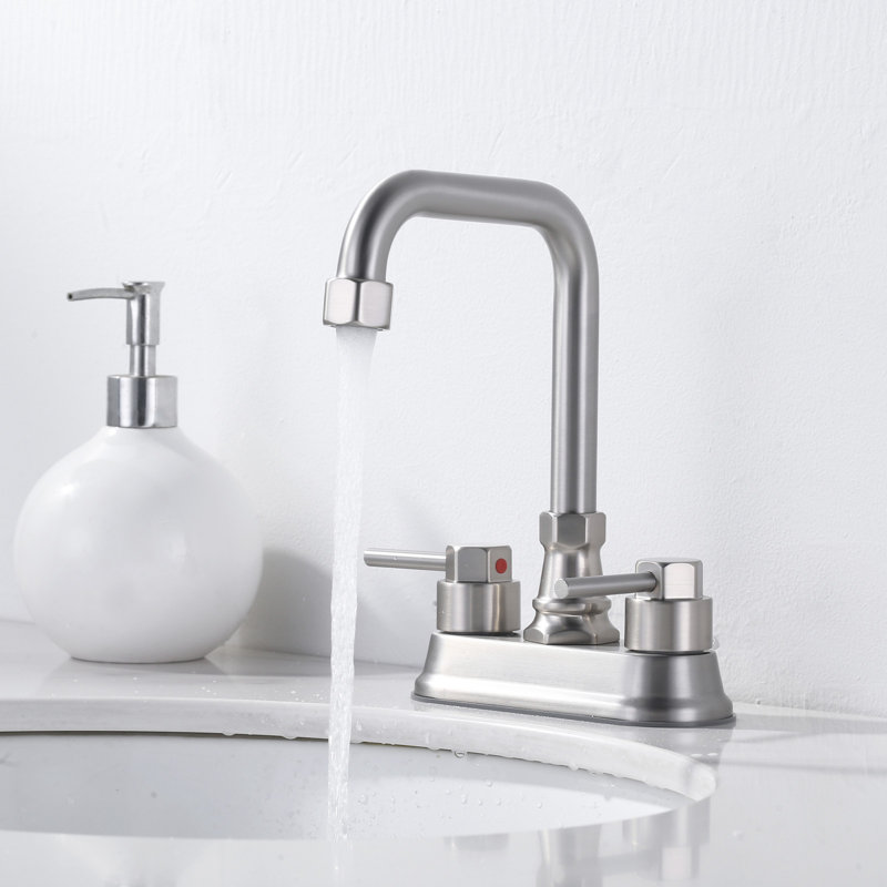 Centerset Bathroom Faucet With Aerators, Pop Up Drain Kit, 2-Handle Bathroom Sink Faucet, Brushed Nickel