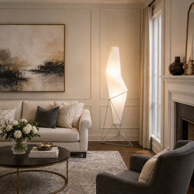 1-Light Matte White Indoor/Outdoor LED Floor Lamp