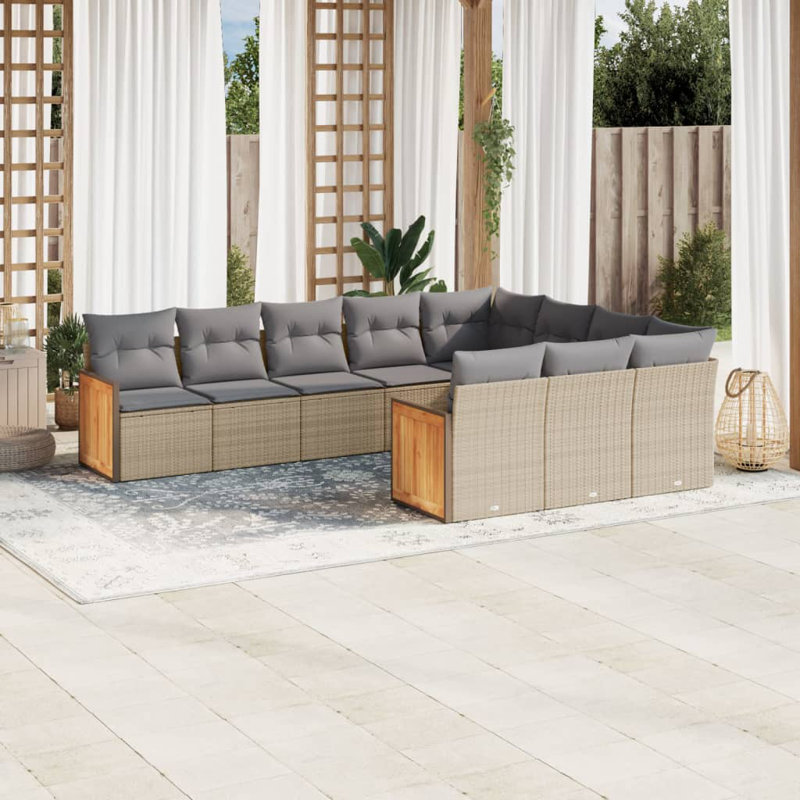  Ensemble de canapé de jardin beige