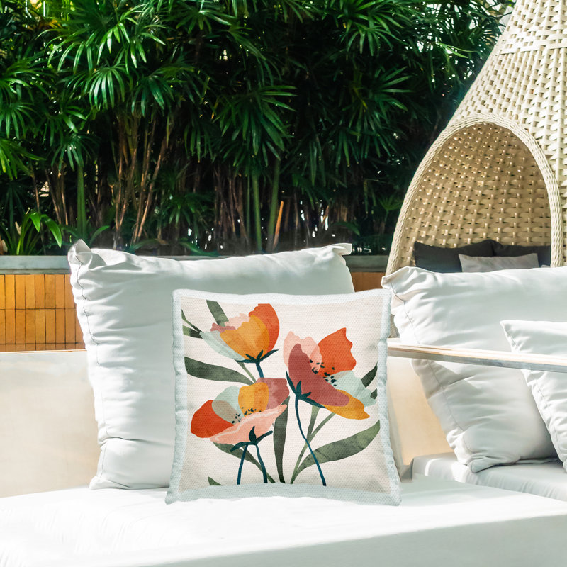 Coussin d'extérieur imprimé "Vivid Flower Arrangement Abstract Petals" par Nina Blue