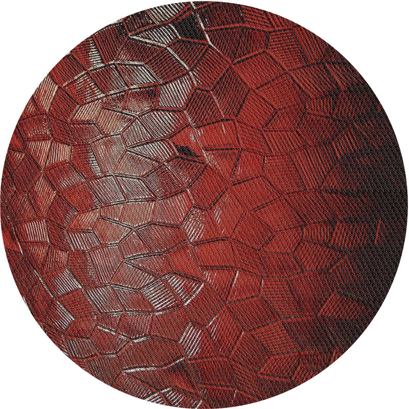 Tapis rouge / noir Power Loom, Rond 6 pi