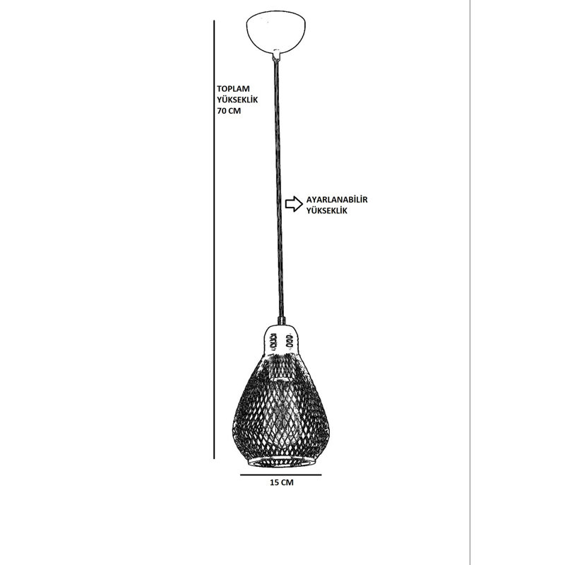 Lustre, Or, H 27,51 po x l 5,9 po x P 5,9 po