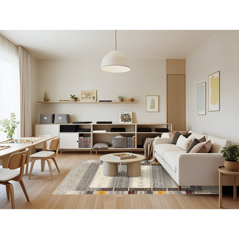 Tapis gris / beige Njourisenga, Rectangle 7 pi x 9 pi